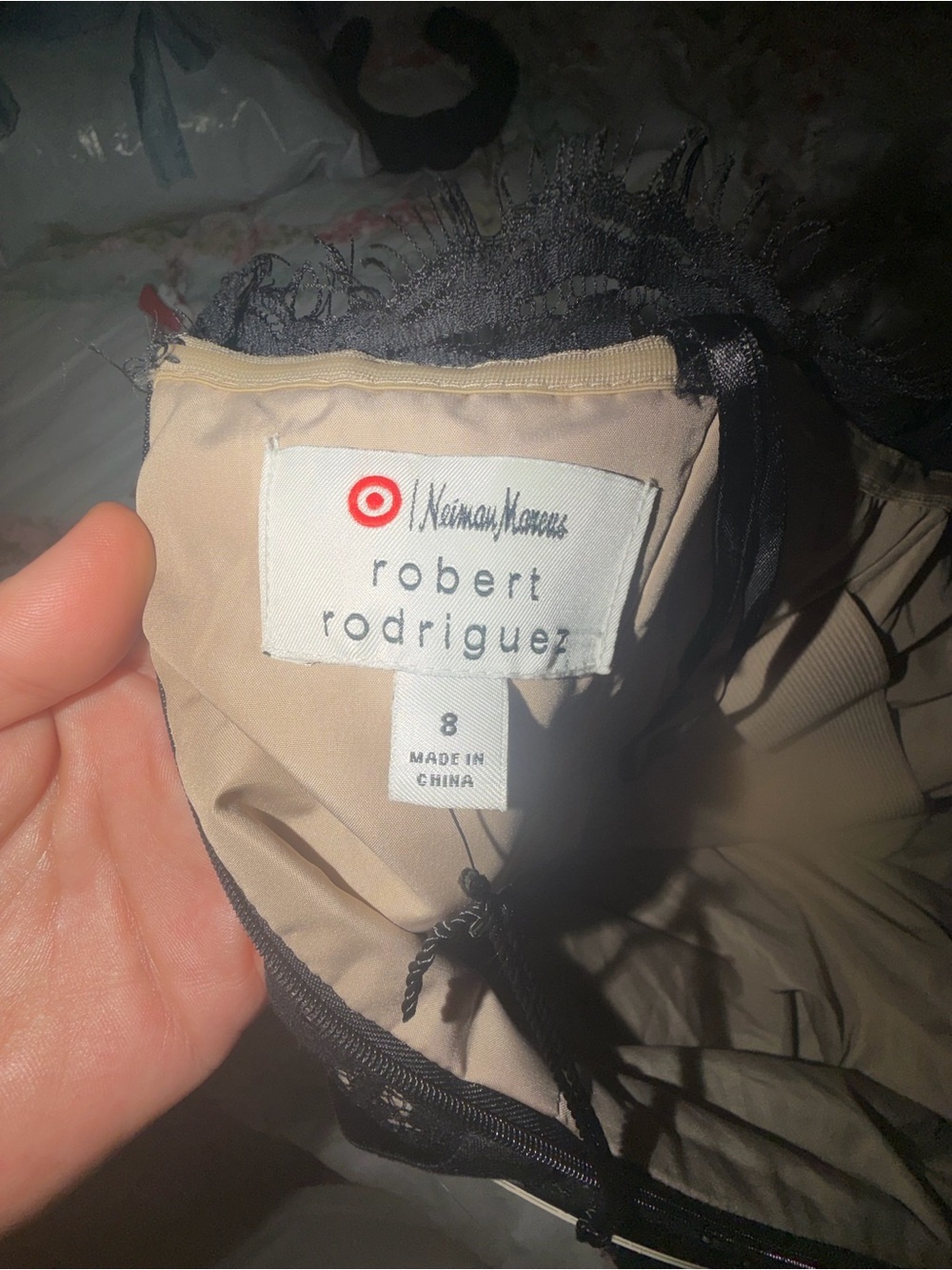 Neiman Marcus Black Lace Strapless Fit-and-Flare Mini Dress - Picture 5 of 9